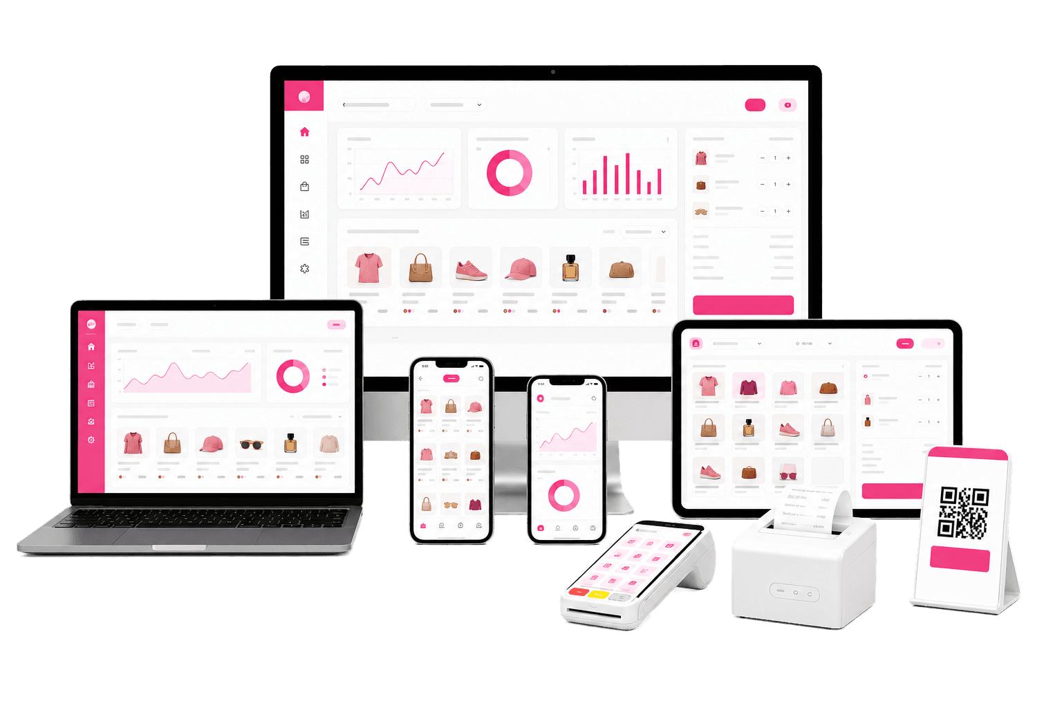 Kasair POS di desktop, laptop, tablet, smartphone, dan perangkat kasir